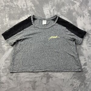 Victoria's Secret Pink Shirt Womens Medium Mesh Raglan Crop Athletic Tee